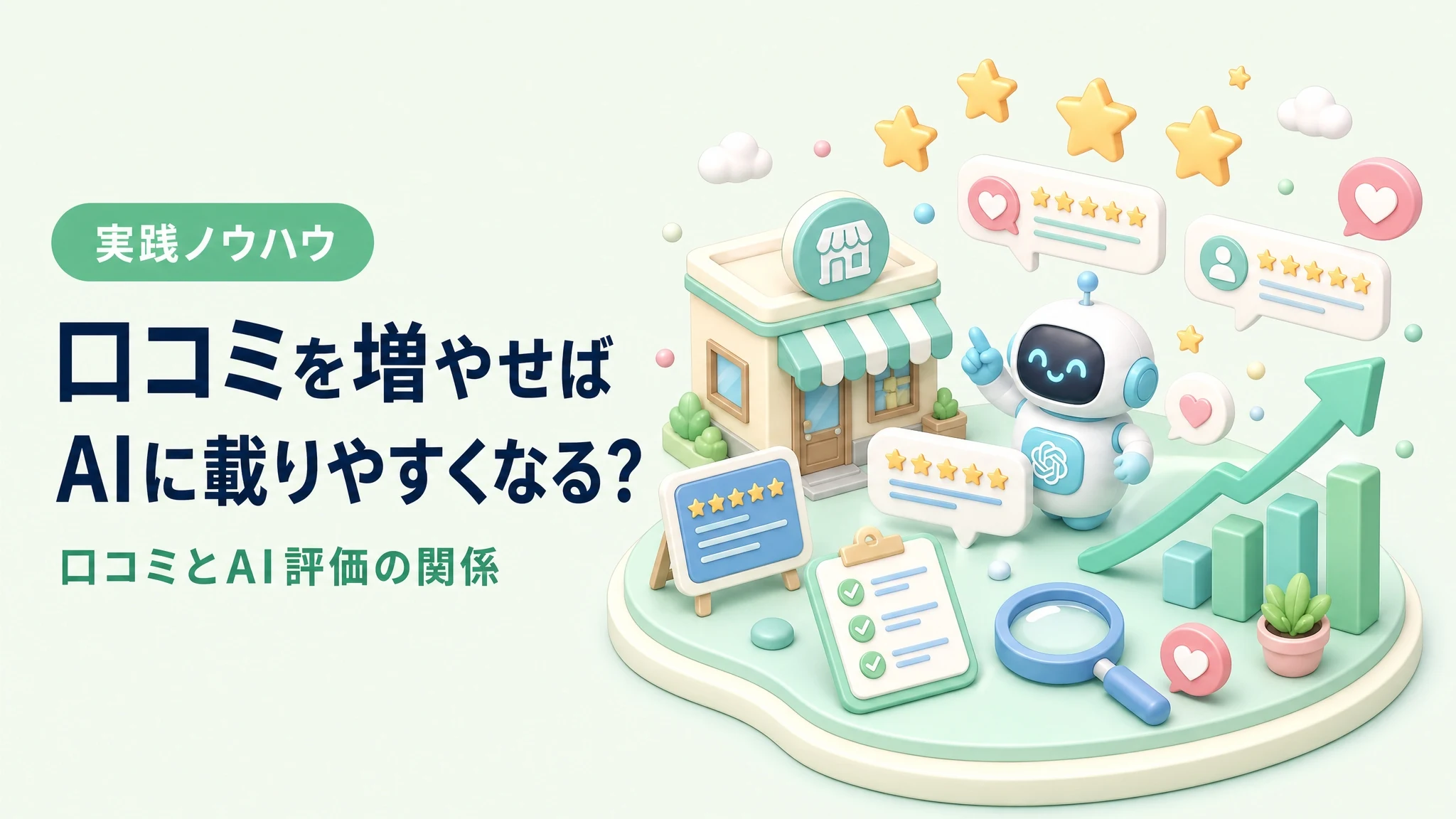口コミを増やせばAIに載りやすくなるかを解説するアイキャッチ