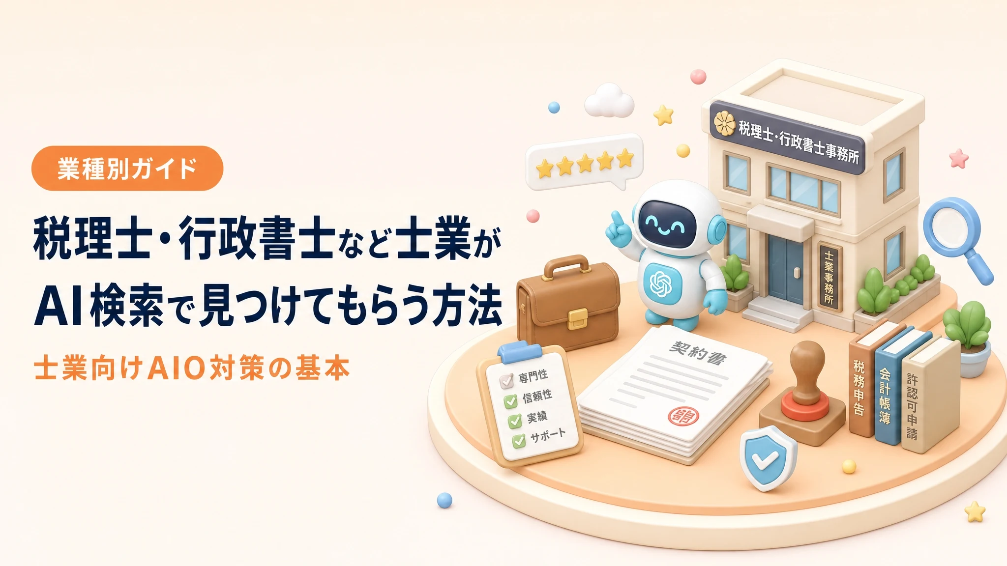 税理士・行政書士など士業がAI検索で見つけてもらう方法を解説するアイキャッチ